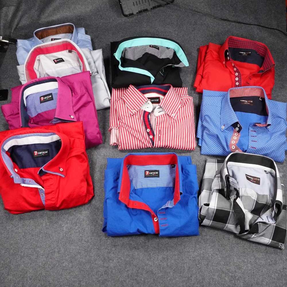 7 Camicie Mens 2XL Button Down Shirt Contrast Trim Double Collar Lot of 10